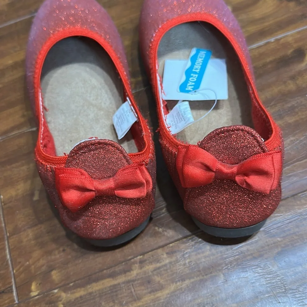 Girls Ruby Red Glitter Flats Shoes Size 2 NWT Dorothy Wizard of Oz + bonus